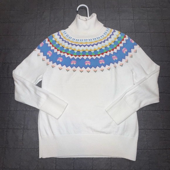 Colorful Patterned Turtleneck Sweater - Picture 1 of 11